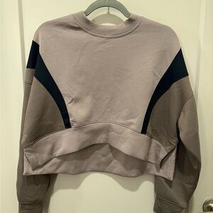 Chic Taupe and Black Cropped Sweatshirt